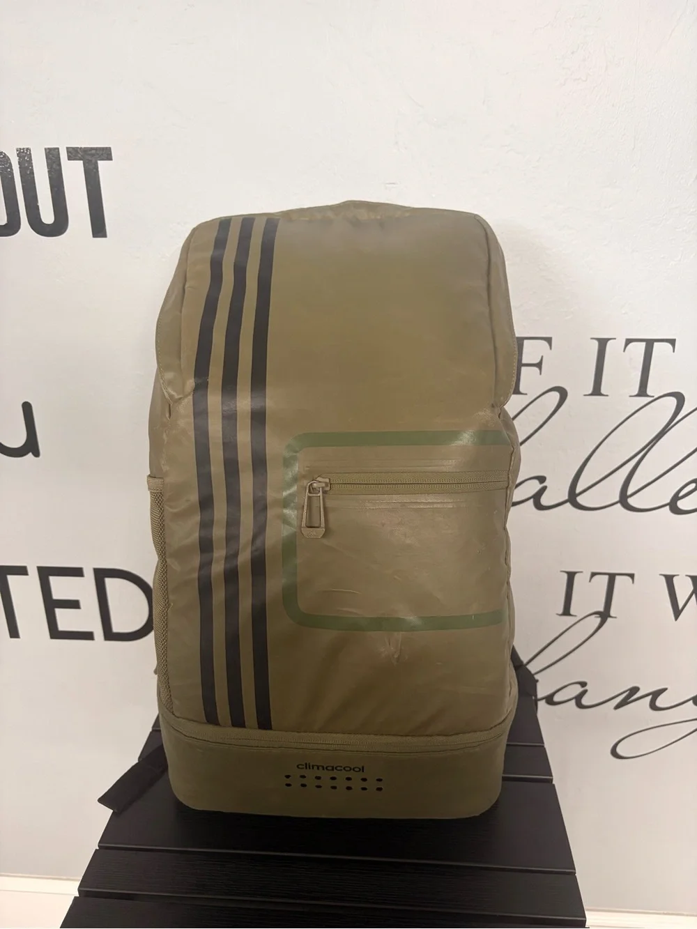 Adidas Olive Green Climacool Technology Backpack with Shoe Compartment
